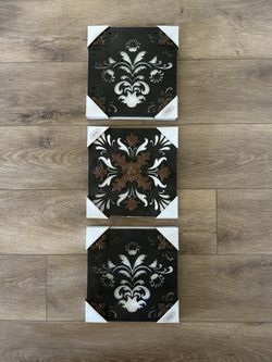 New - Set Of 3 Decorative Metal Art