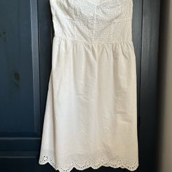 Women’s XHILARATION 100% Cotton, Off-White Strapless Lined Dress… Size Medium