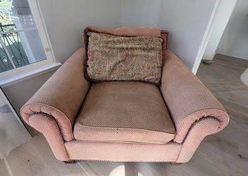 Oversized Upholstered Armchair with Accent Pillow