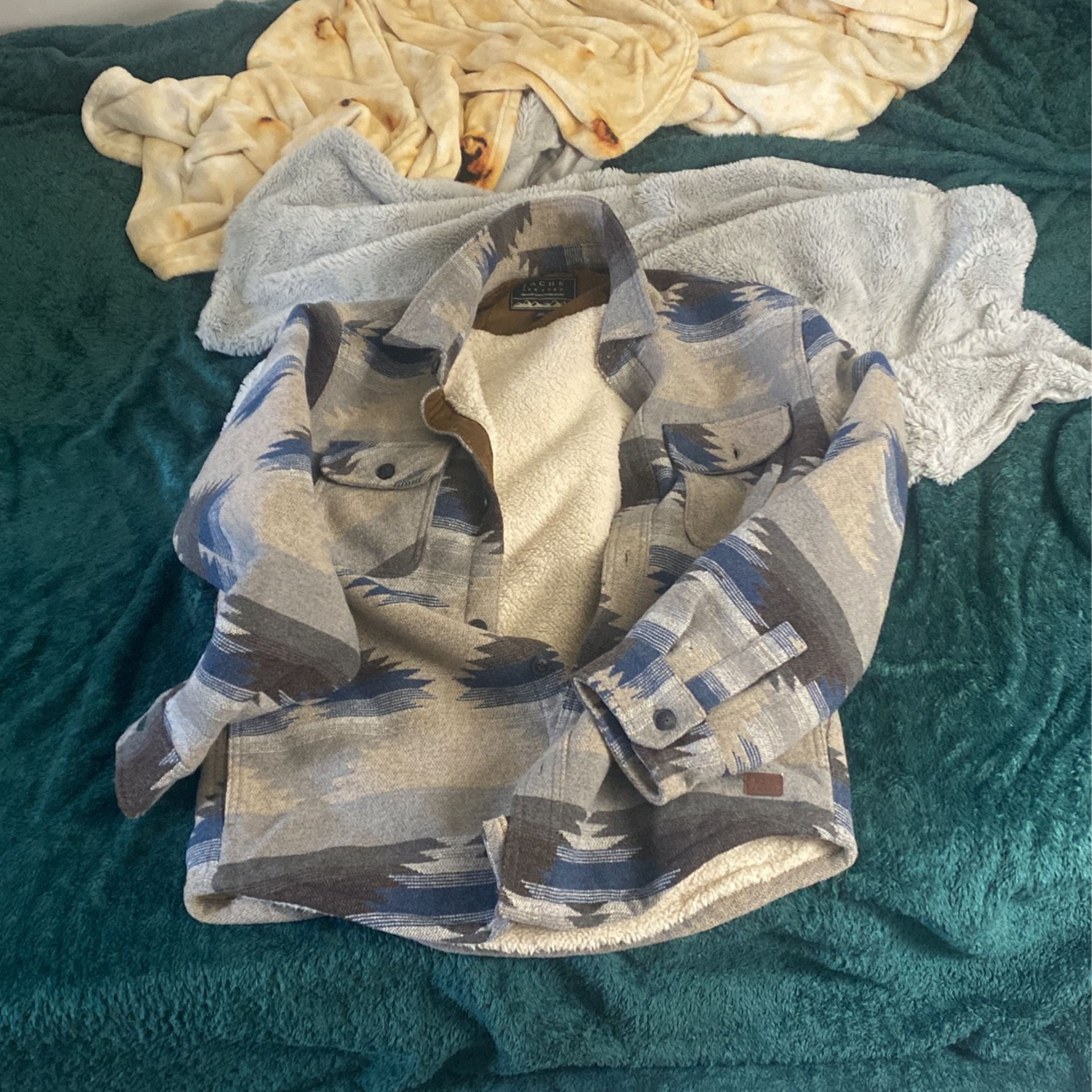 Jachs New York Taupe Aztec Wool Blend Shirt Jacket