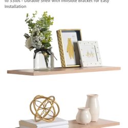 White Oak Finish Floating Shelves (set of 2)