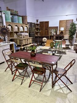 Teak & Iron Folding Dining Table