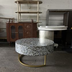 Pearl Shell Top Coffee Table with Gold Metal Base
