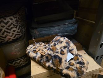 SEVEN7  Kiki Faux Furry Slide - CHEETAH