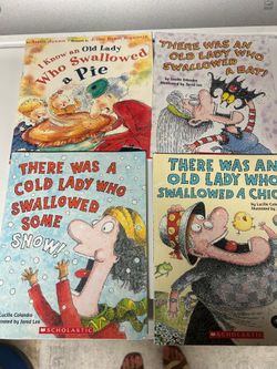 4 books from the "There Was an Old Lady Who Swallowed..." series