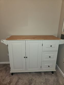 White Rolling Kitchen Island