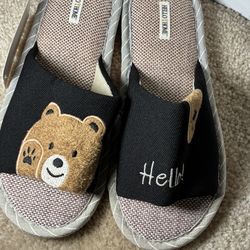 Men’s Bear Slippers - Black and Brown Size 42/43 11/12