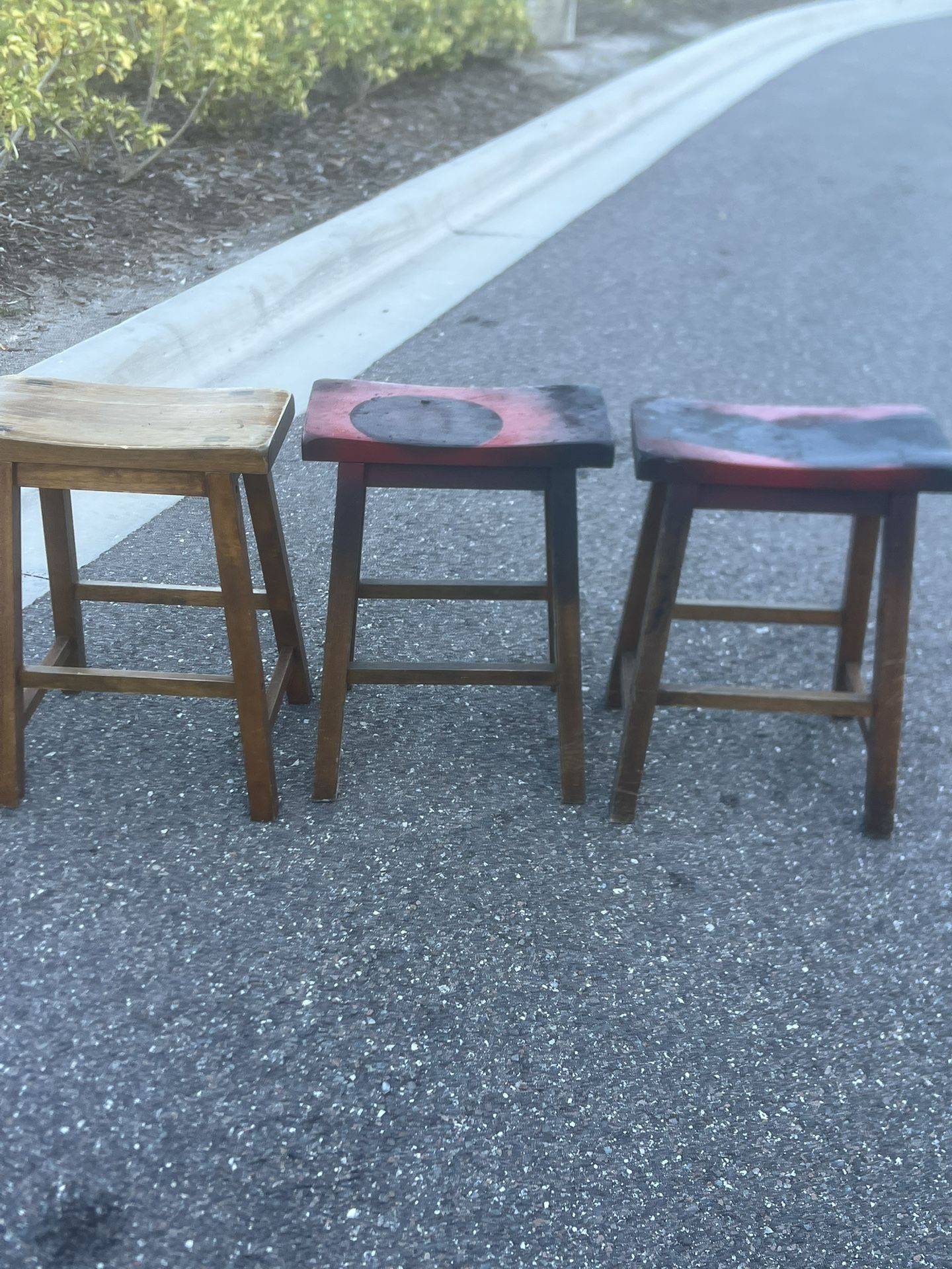 3 wood stool 2 had paint on the seats. Pickup below 31705 Wesley Chapel blvd Fl 33543 Storage Mart