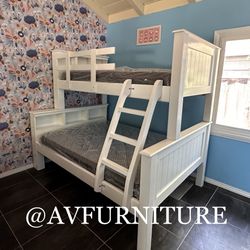 Solid Wood Full Twin Bunk Bed And Mattresses 