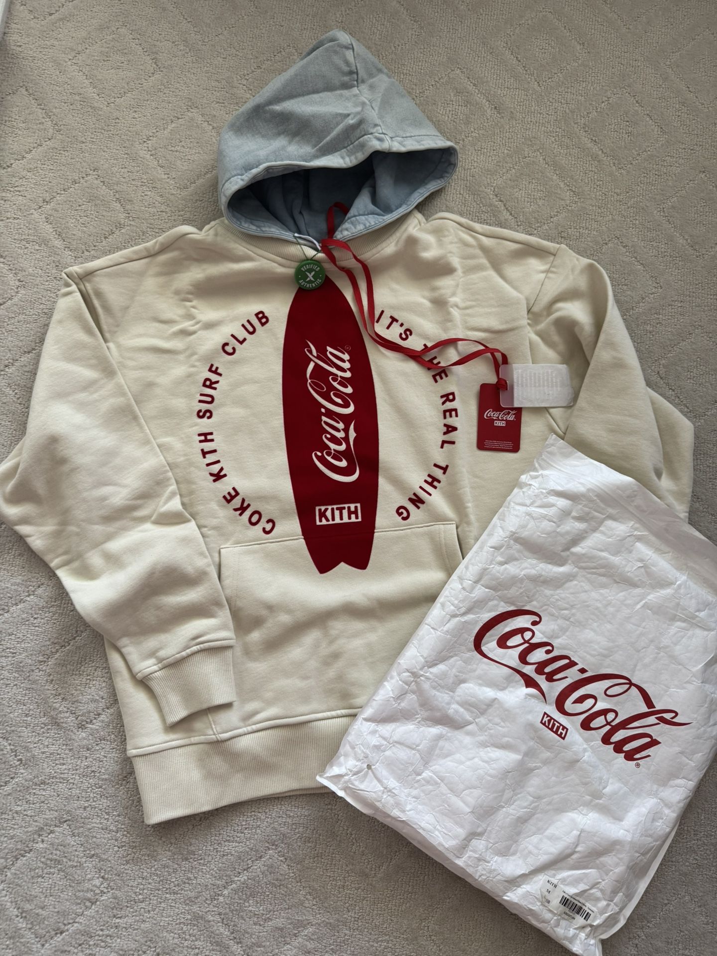 Kith x Coca Cola Surfboard Williams II Hoodie Turtledove/ Authentic/ M/ New With Tag