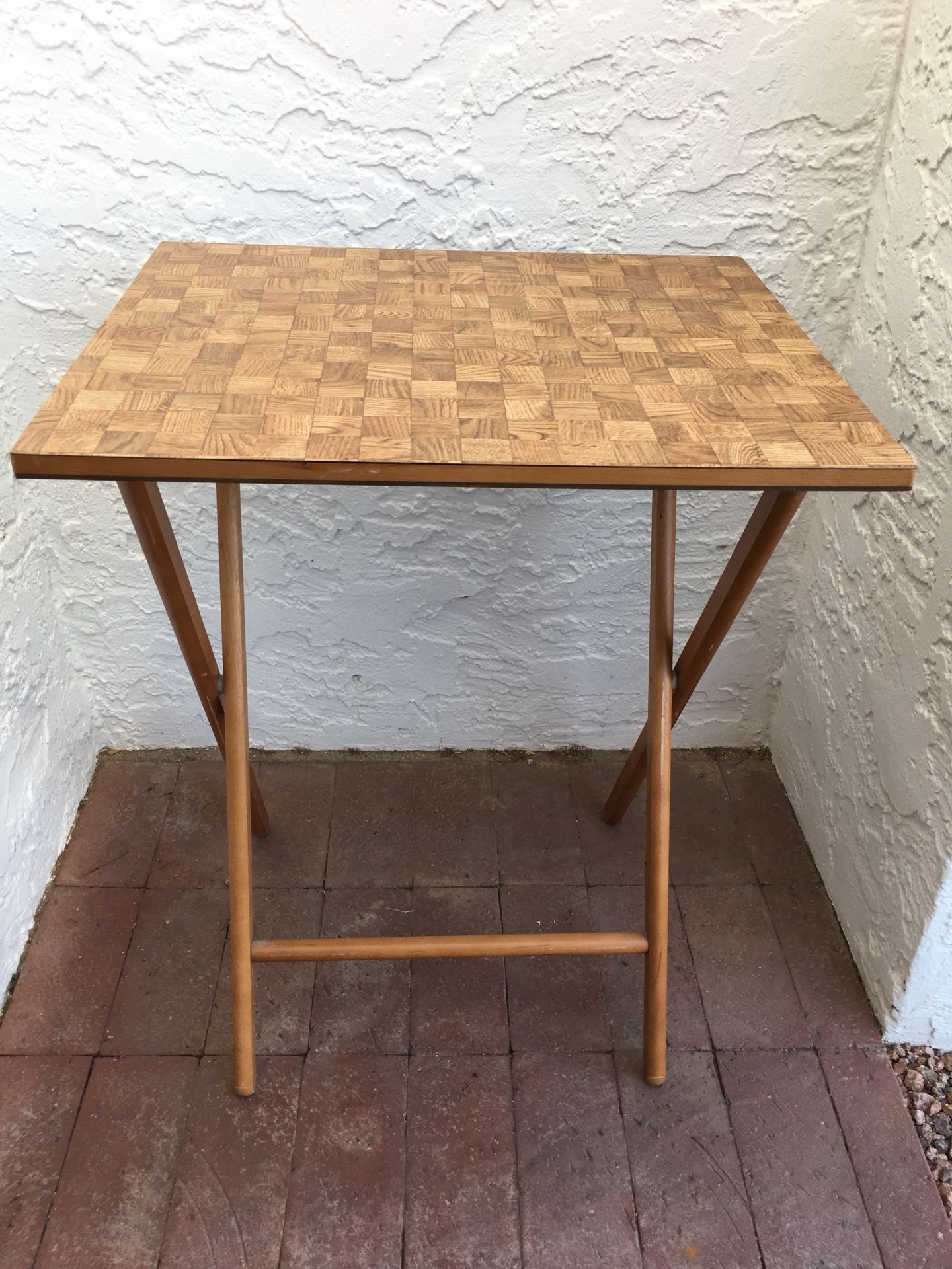 VTG Mid Century Modern SCHEIBE Wood Folding Table Set - TV Trays - USA
