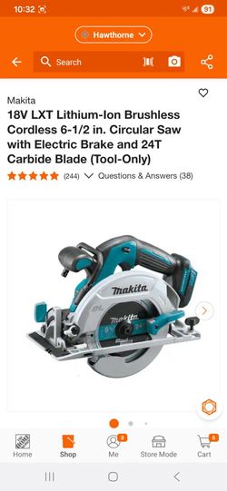 Makita 18V LXT Lithium-lon Brushless Cordless 6-1/2 in. Circular Saw with Electric Brake and 24T Carbide Blade (Tool-Only)