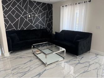 Chris Modern Glass coffee table and 2 couches