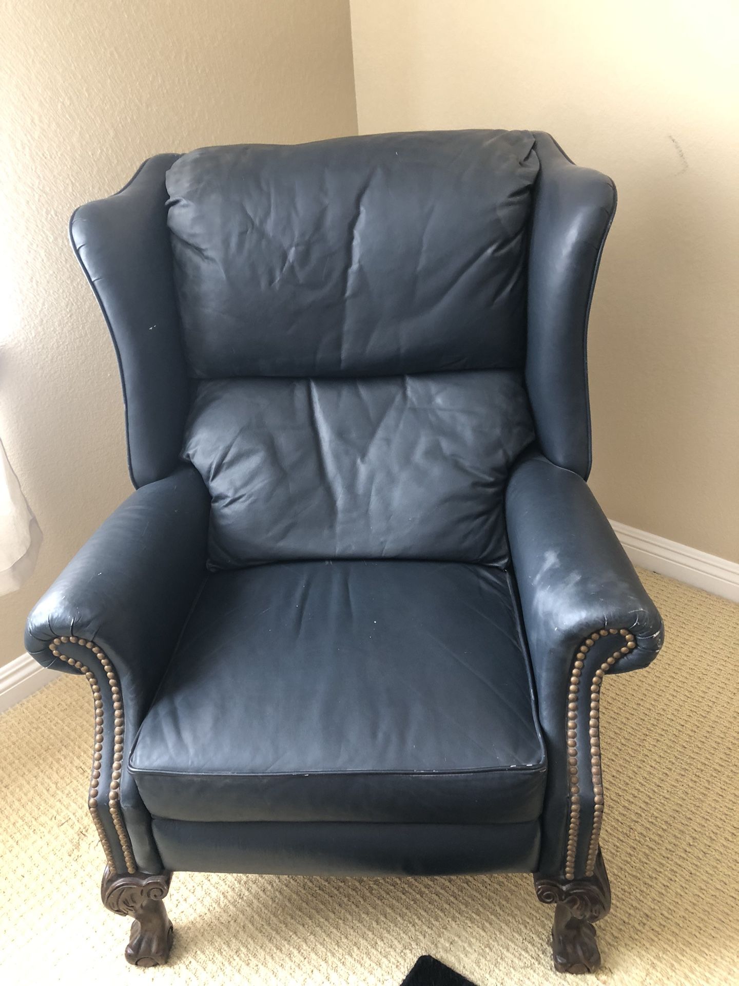 Blue Leather Recliner