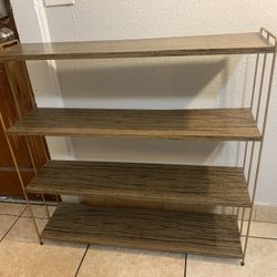 Vintage Mid Century Modern Metal Bookcase Shelves Metal Grain