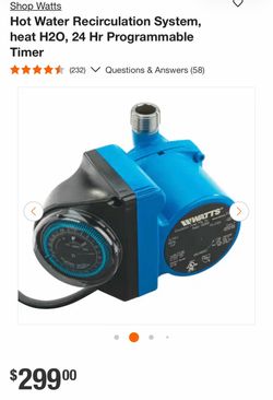 Shop Watts Hot Water Recirculation System, heat H2O, 24 Hr Programmable