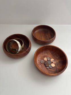 Set of 3 Small Wooden Bowls