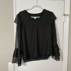 Black And Gold Long sleeve Blouse Size M