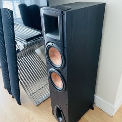 Pair Set 2 KLIPSCH Synergy F-300 Black Floor Standing Speaker Speakers Dual 8” Woofers MINT