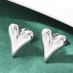 Silver Heart Stud Earrings 