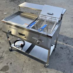 carrito para tacos con freidora plancha de acero inoxidable