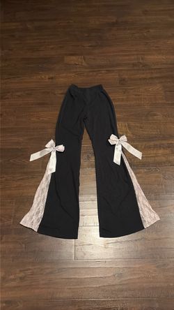 black flared lace leggings