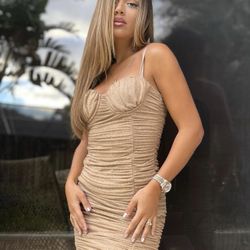 Beautiful Nude Gold Dress!