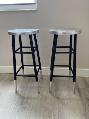 Counter Height Silver Set Of 2 Bar Stools, Black