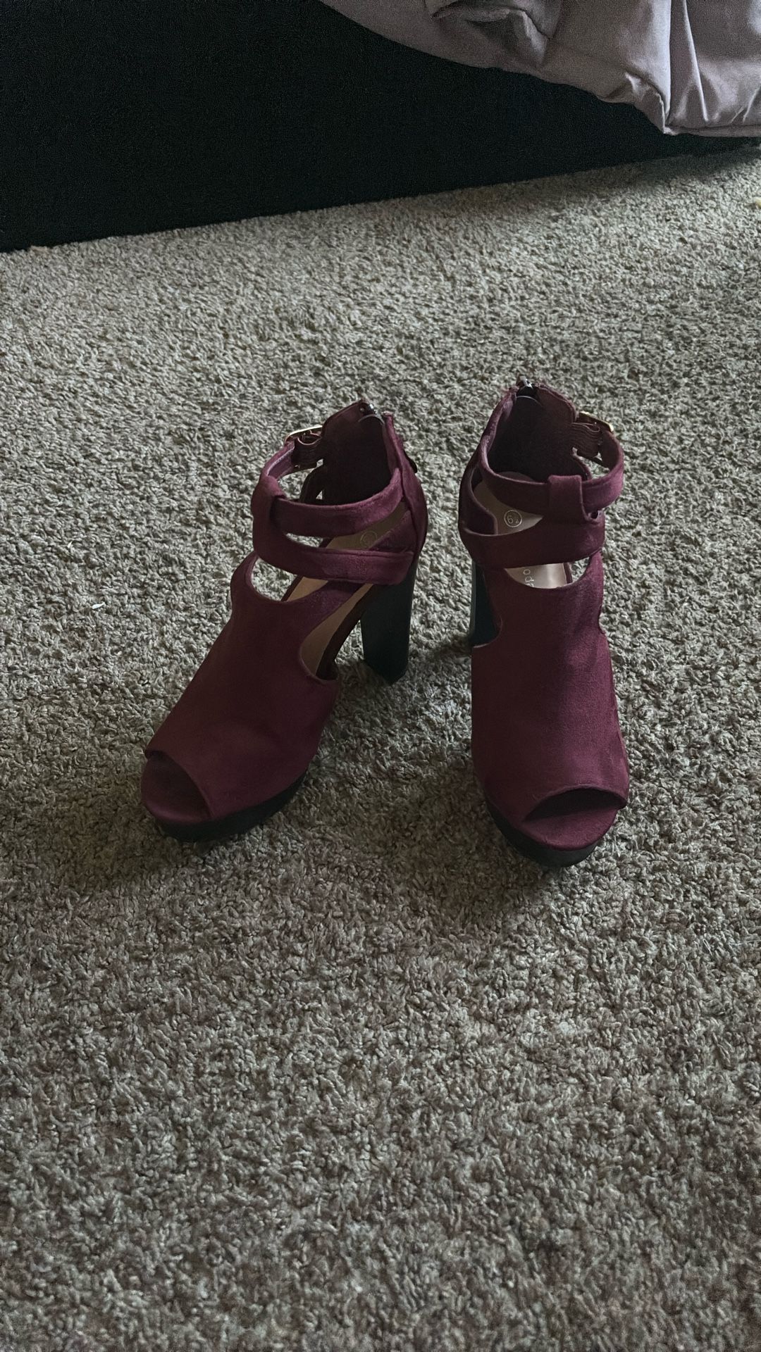 Burgundy Open Toe Bootie