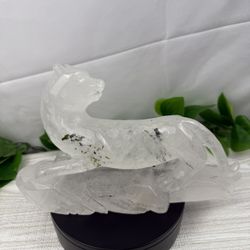 Large Crystal Quartz Leopard Carving