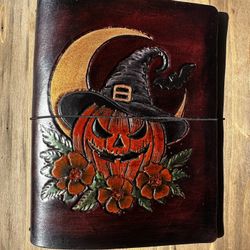 A5 Handtooled Leather Travelers Notebook -Halloween Themed