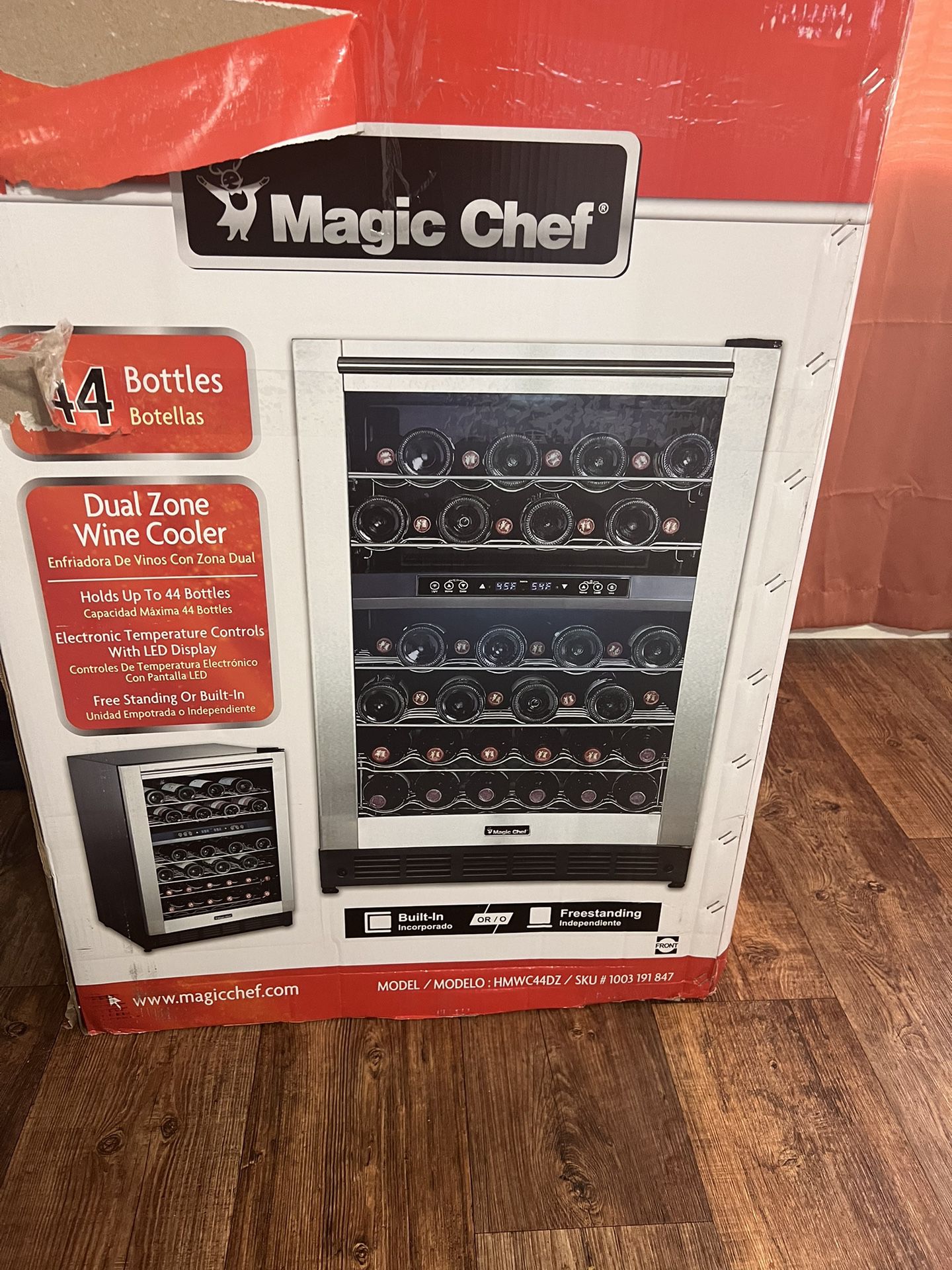 44 Bottle Dual Zone Wine Cooler in Stainless Steel