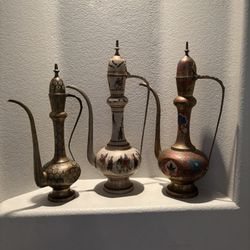 Antique Brass Indian Teapots 