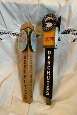 Deschutes Brewery Fresh Squeezed Hop Henge IPA Beer Tap Handle 2 Set Draft Wood