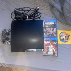 PS3 Slim w/ AfterGlow Controller and 3 PS4 games