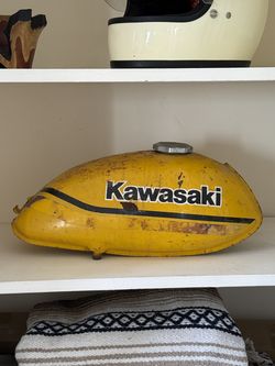Vintage Kawasaki Motorcycle Gas Tank – Yellow