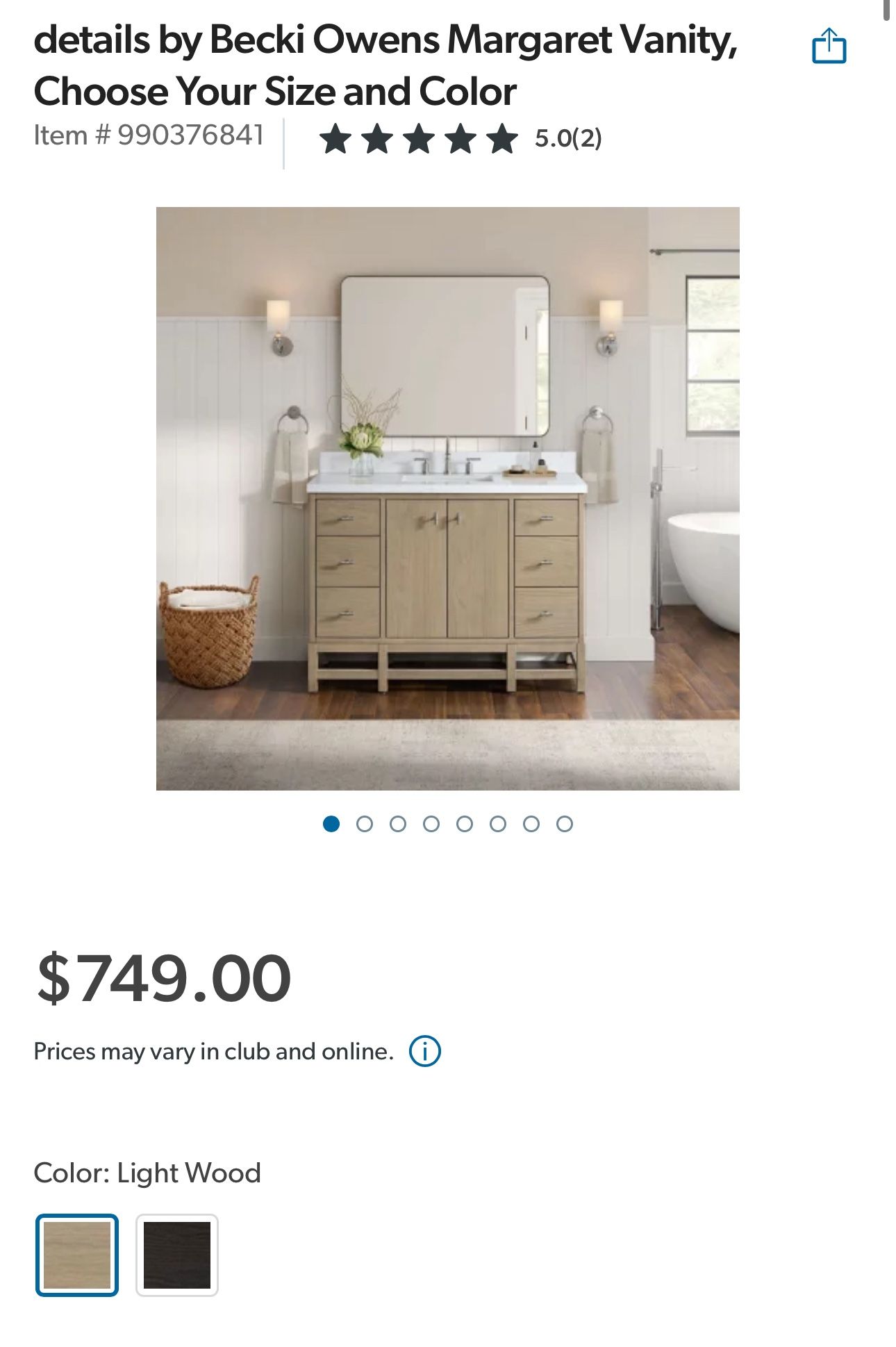 48” Becki Owen’s Bathroom Vanity (has Crack)