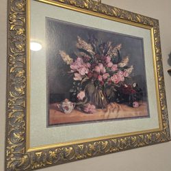 Home Interior Floral Picture Gold Frame Art