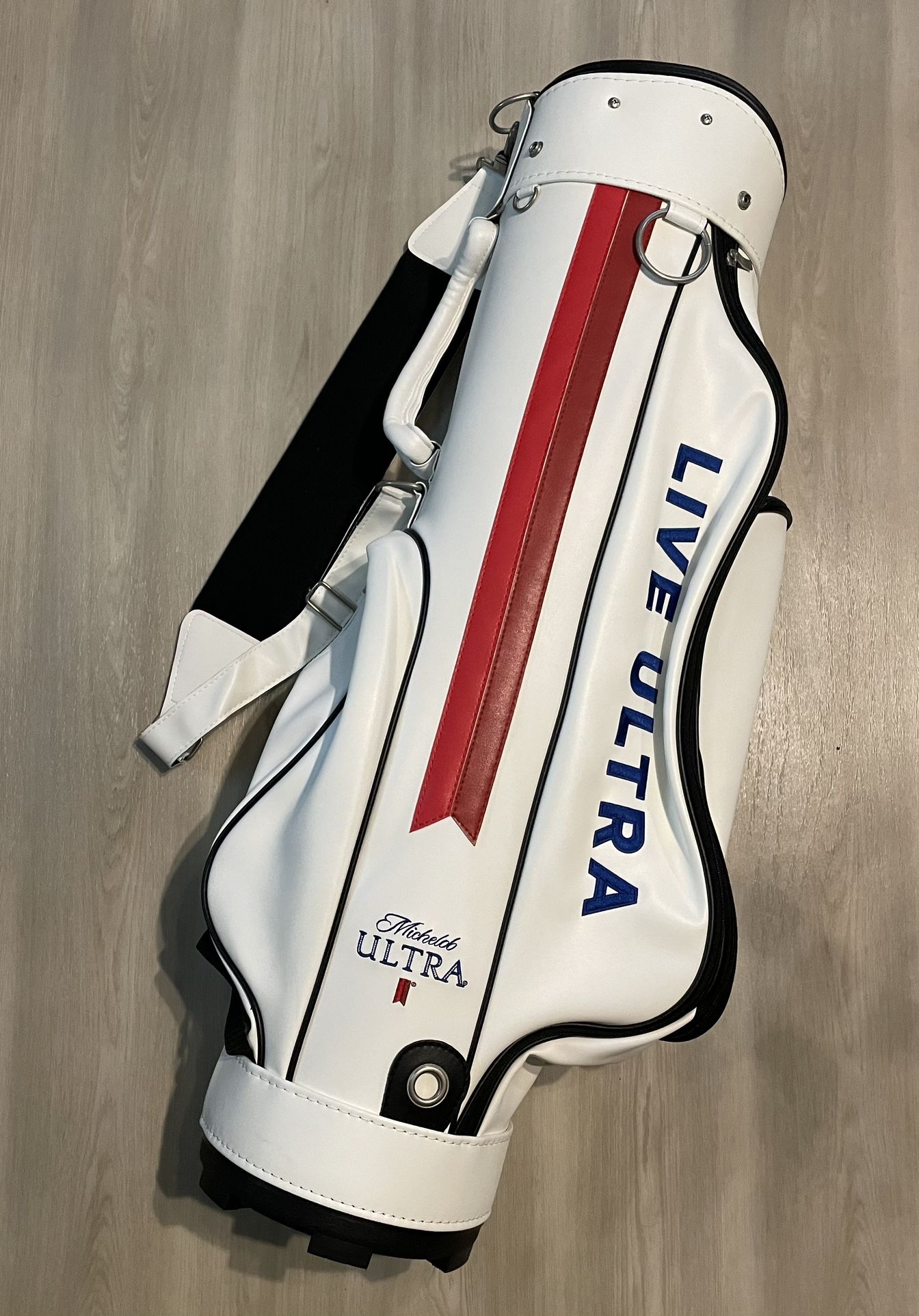 Michelob Ultra Beer Live Faux Leather Golf Bag White Cart Style 5Way