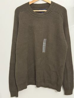 Roundtree & Yorke Sweater Men XL Brown Ribbed Crewneck 100% Cotton NWT Heritage