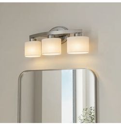 Merington 21.5-in 3 Light Brushed Nickel Transitional Bathroom Vanity light