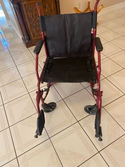 Folding Transport Wheelchair Red Frame