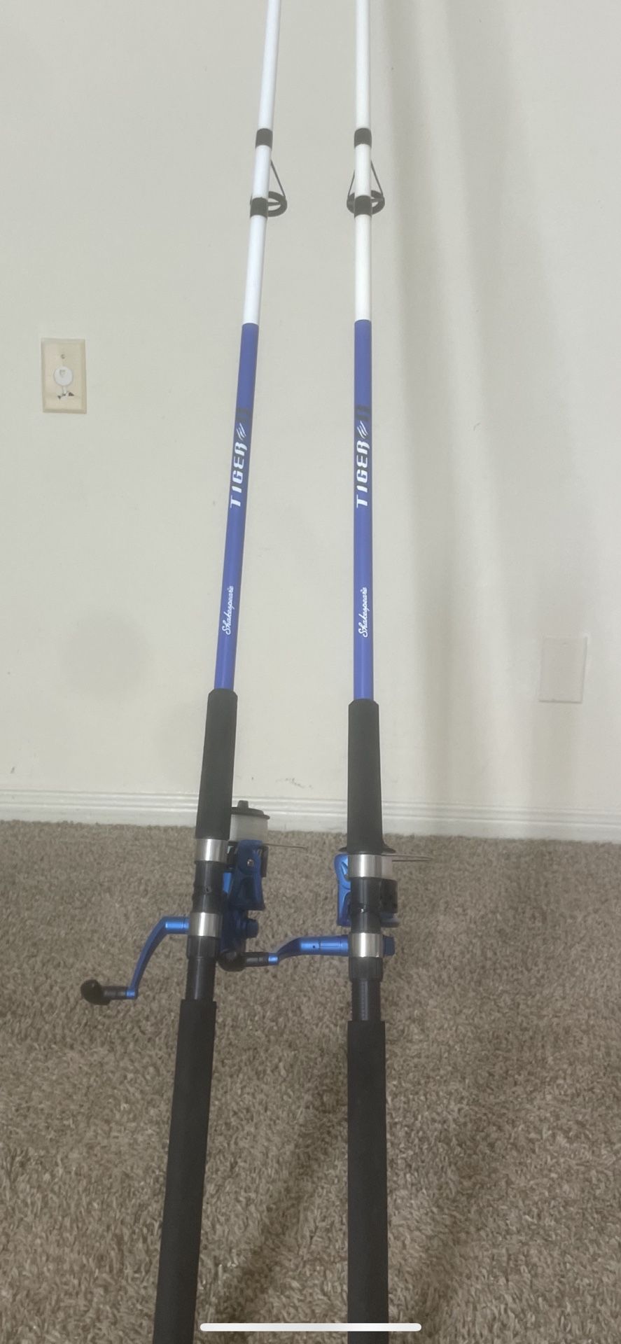(2) 10’ Shakespeare Tiger Fishing Rod & Reels