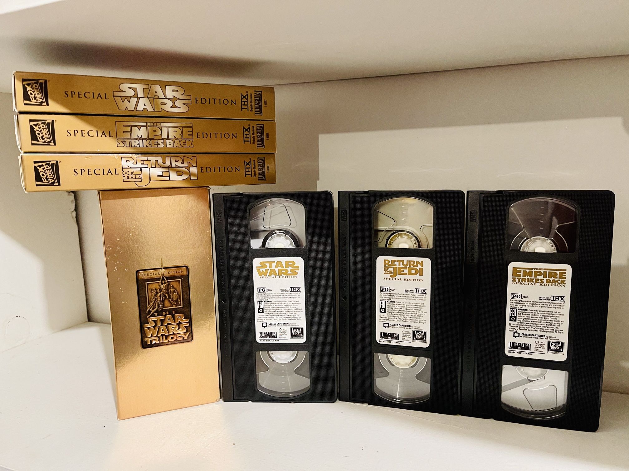 Mixed DVD And Cassettes Movies Of Star Wars.