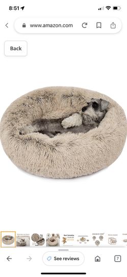 Friends Forever Coco Donut Dog Bed, Soft Faux Fur Cat Couch For Indoor Pet, Fluffy Calming Plush Shag, Round Raised Rim Bolster Cushion, Machine Washa Thumbnail