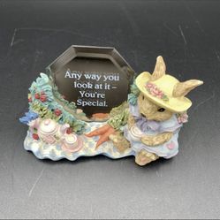 Vintage Country Bunny Rabbit Figurine Mirror Quotes “ANY WAY YOU LOOK AT IT YOU’RE SPECIAL” | Friendship, Easter Decor