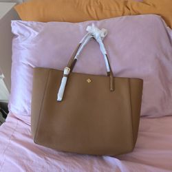 Tory Burch 150178 Emerson Moose Brown With Gold Hardware Women's Tote Bag