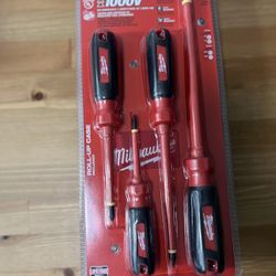 1000-Volt Insulated Screwdriver Set and Pouch (4-Piece)