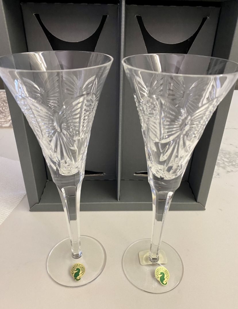 Waterford Crystal Champagne Flute Millennium Series HAPPINESS