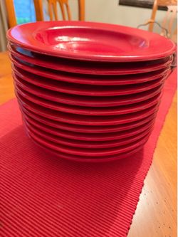 Beautiful Heavy Red Ceramic Place Setting for 12